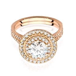 Pierścionek zaręczynowy z różowego złota z centralnym diamentem 1,00ct Fire Of Love