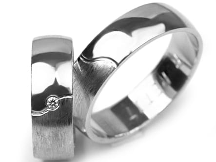 Obrączki ślubne z białego złota półokrągłe z cyrkonią 6mm Premium P-PETIT-b