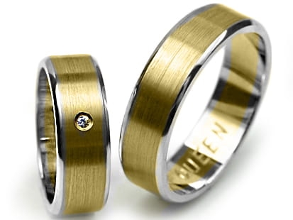 Przejdź do produktu Obrączki ślubne dwukolorowe płaskie z cyrkonią 6mm Premium