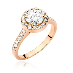 Pierścionek zaręczynowy z różowego złota z diamentem 1,00ct i bocznymi diamencikami Fire Of Love