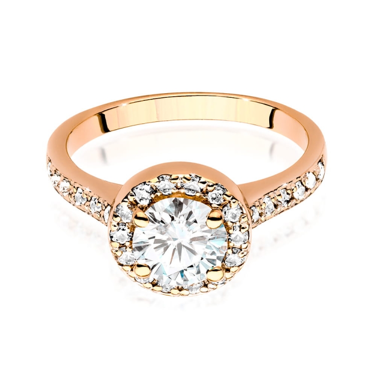 Pierścionek zaręczynowy z różowego złota z diamentem 1,00ct i bocznymi diamencikami Fire Of Love