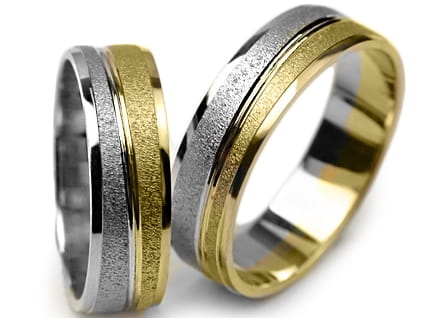 Obrączki ślubne dwukolorowe płaskie 6mm Premium P-SHANGHAI-k
