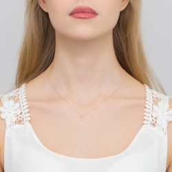 Naszyjnik z żółtego złota z diamentem 0,05ct krzyżyk The Diamonds