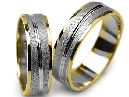 Obrączki ślubne dwukolorowe płaskie 6mm Premium P-SHANGHAI-k