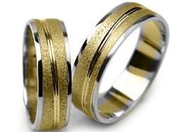 Obrączki ślubne dwukolorowe płaskie 6mm Premium P-SHANGHAI-k