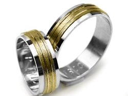 Obrączki ślubne dwukolorowe płaskie 6mm Premium P-TRIO-k