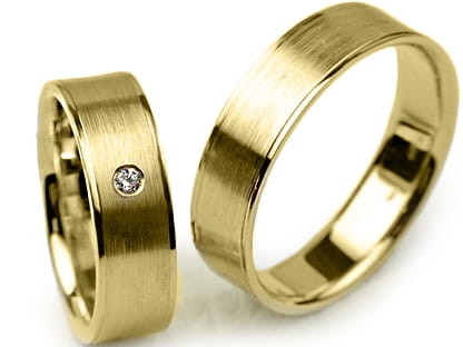 Przejdź do produktu Obrączki ślubne z żółtego złota płaskie z cyrkonią 6mm Premium