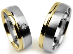 Obrączki ślubne dwukolorowe półokrągłe z cyrkonią 6mm Premium P-WENUS-k