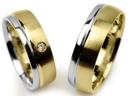 Obrączki ślubne dwukolorowe półokrągłe z cyrkonią 6mm Premium P-WENUS-k