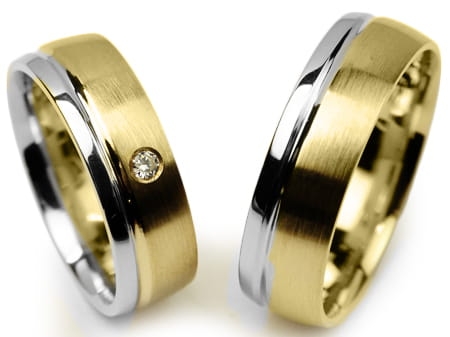 Przejdź do produktu Obrączki ślubne dwukolorowe półokrągłe z cyrkonią 6mm Premium 