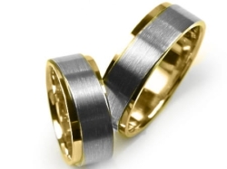 Dwukolorowe obrączki ślubne płaskie 7mm Premium P-450-k