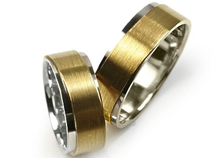 Dwukolorowe obrączki ślubne płaskie 7mm Premium P-450-k