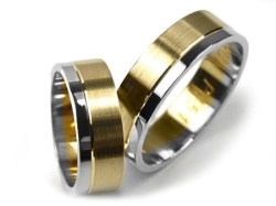 Obrączki ślubne dwukolorowe płaskie 6mm Premium P-451-k