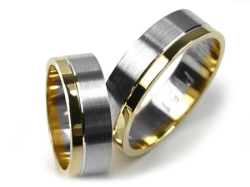 Obrączki ślubne dwukolorowe płaskie 6mm Premium P-451-k