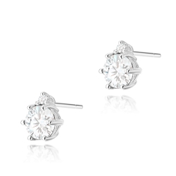 Kolczyki z białego złota 585 z białym szafirem i diamentami 0,03ct The Diamonds