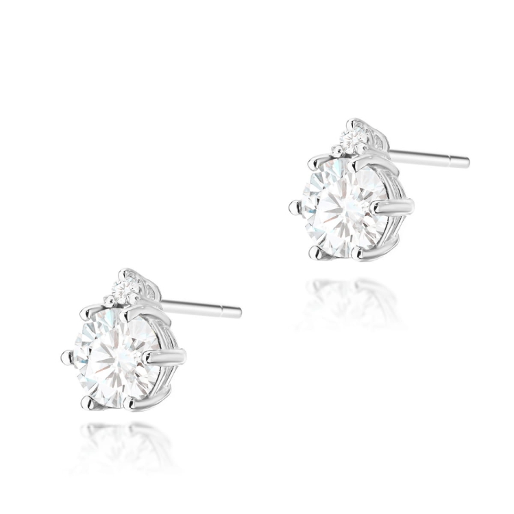 Kolczyki z białego złota 585 z białym szafirem i diamentami 0,03ct The Diamonds