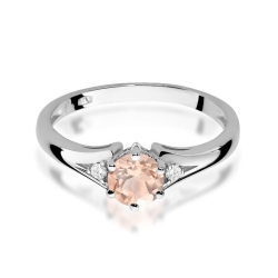 Pierścionek zaręczynowy z białego złota z morganitem i diamentami 0,03ct Fire Of Love