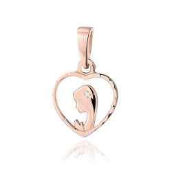 Medalik z różowego złota Matka Boska w sercu z diamentem 0,005ct The Diamonds