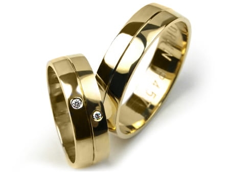 Przejdź do produktu Obrączki ślubne z żółtego złota półokrągłe z cyrkoniami 6mm Premium