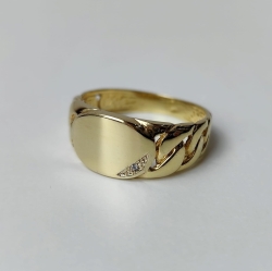 Sygnet z żółtego złota 585 z cyrkonią Be Unique