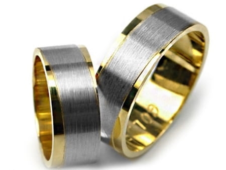 Przejdź do produktu Obrączki ślubne dwukolorowe płaskie 7mm Premium