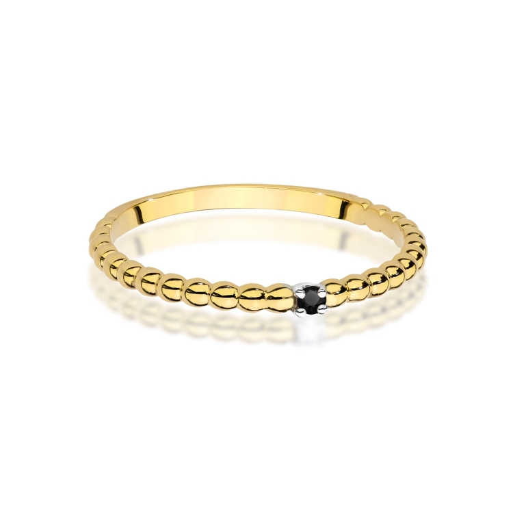 Pierścionek zaręczynowy z żółtego złota z czarnym diamentem 0,02ct Fire Of Love