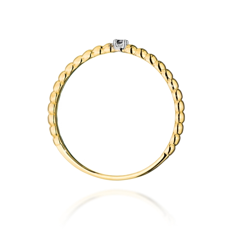 Pierścionek zaręczynowy z żółtego złota z czarnym diamentem 0,02ct Fire Of Love