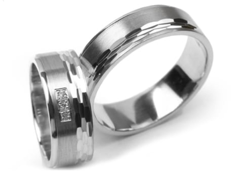 Przejdź do produktu Obrączki ślubne z białego złota płaskie z cyrkoniami 7mm Premium