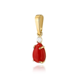 Zawieszka z żółtego złota 585 z koralem i diamentem 0,03ct The Diamonds
