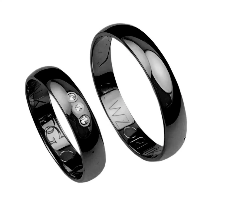 Klasyczne obrączki ślubne z czarnego złota okrągłe 4mm Czarne złoto