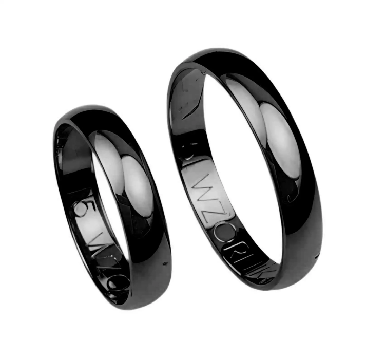 Klasyczne obrączki ślubne z czarnego złota okrągłe 4mm Czarne złoto