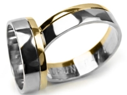 Obrączki ślubne dwukolorowe półokrągłe 6mm Premium  P474-k