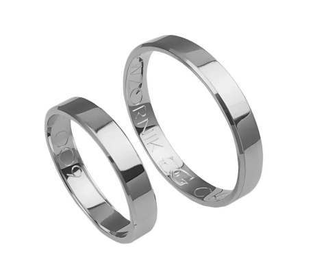 Przejdź do produktu Obrączki ślubne płaskie fazowane z białego złota 3,5mm Classic C009