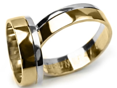 Obrączki ślubne dwukolorowe półokrągłe 6mm Premium  P-474-k