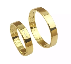 Obrączki ślubne płaskie fazowane z żółtego złota 4mm Casual