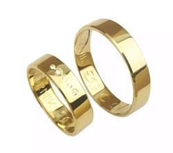 Obrączki ślubne płaskie fazowane z żółtego złota 5mm Casual