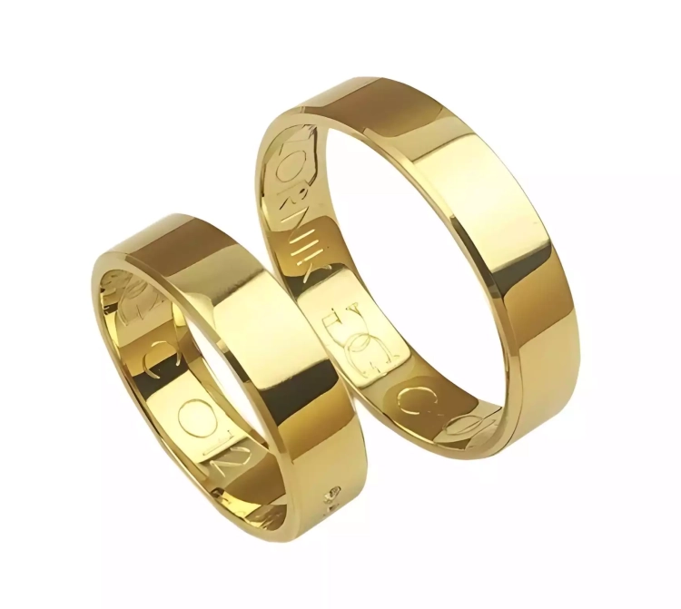 Obrączki ślubne płaskie fazowane z żółtego złota 5mm Casual