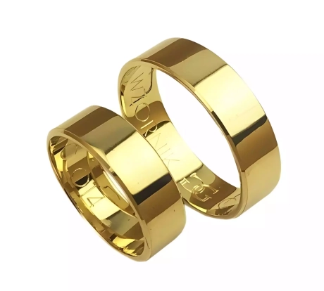 Przejdź do produktu Obrączki ślubne płaskie fazowane z żółtego złota 6mm Classic C014