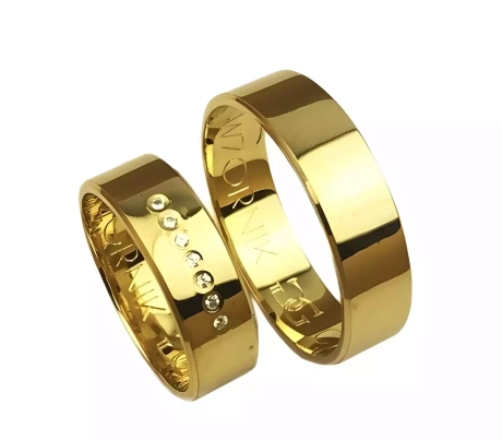 Przejdź do produktu Obrączki ślubne płaskie fazowane z żółtego złota 6mm Classic C014