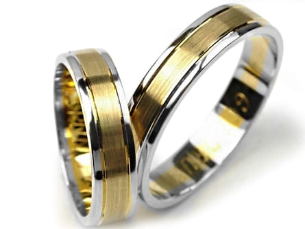 Obrączki ślubne dwukolorowe półokrągłe 5mm Premium P-476-k
