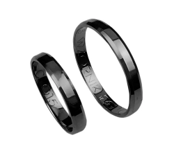 Obrączki ślubne fazowane z czarnego złota 3mm Czarne złoto