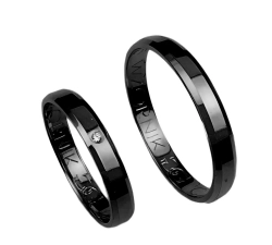 Obrączki ślubne fazowane z czarnego złota 3mm Czarne złoto