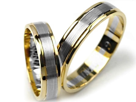 Obrączki ślubne dwukolorowe półokrągłe 5mm Premium P-476-k