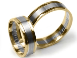 Dwukolorowe złote obrączki ślubne płaskie 6mm Premium  P-477-k