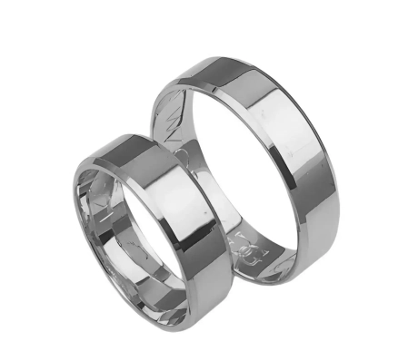 Przejdź do produktu Obrączki ślubne fazowane z białego złota 6mm Classic C021