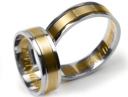 Dwukolorowe złote obrączki ślubne płaskie 6mm Premium  P-477-k