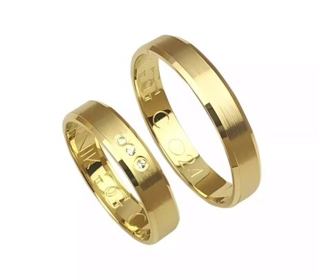 Przejdź do produktu Fazowane obrączki ślubne z żółtego złota 4mm Classic C024