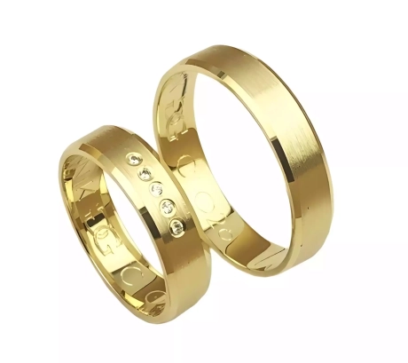 Przejdź do produktu Fazowane obrączki ślubne z żółtego złota 5mm Classic C026