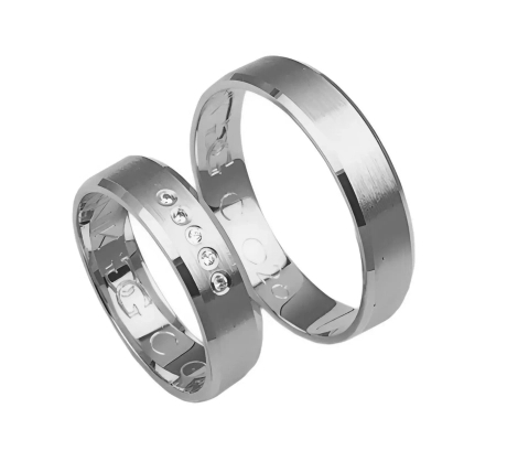 Przejdź do produktu Fazowane obrączki ślubne z białego złota 5mm Classic C026