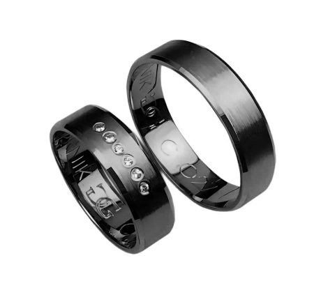 Przejdź do produktu Fazowane obrączki ślubne z czarnego złota 5,5mm Czarne Złoto Diuna CZ027